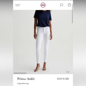 AG Adriano Goldschmied White Prima Ankle Jeans